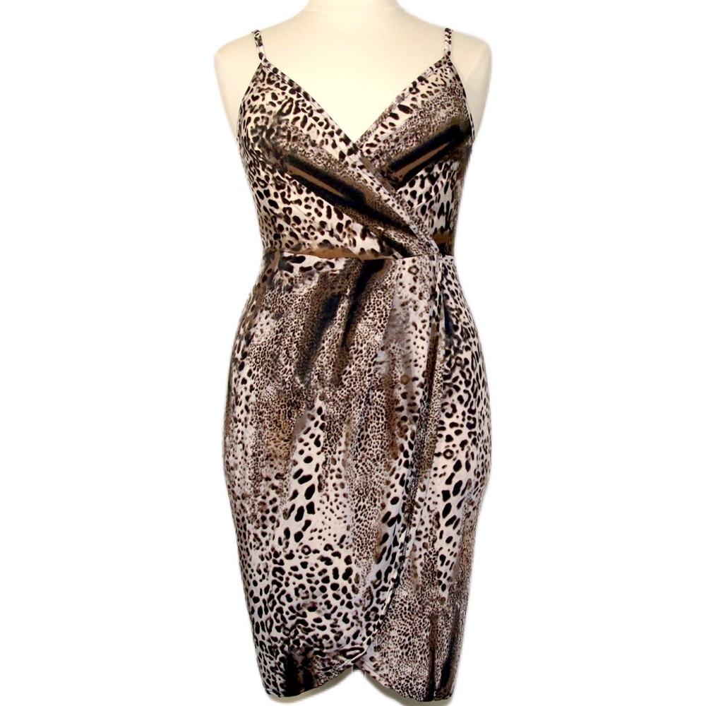 Leopard mixed print mini dress
